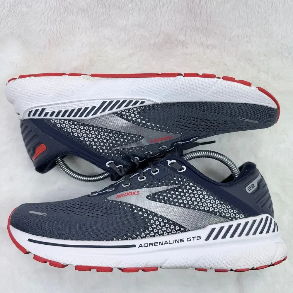 Brooks Adrenaline GTS 22 Mens Running Shoes Navy Blue Red Size 9 D Sneaker